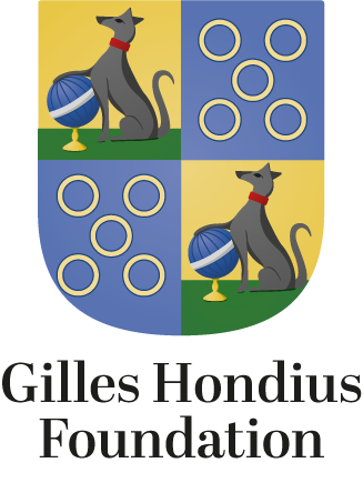 Hondius wapenschild en naam